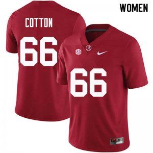 NCAA Women's Alabama Crimson Tide #66 Lester Cotton Stitched College Nike Authentic Crimson Football Jersey FG17K64FN